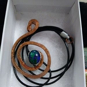Copper/azurite necklace